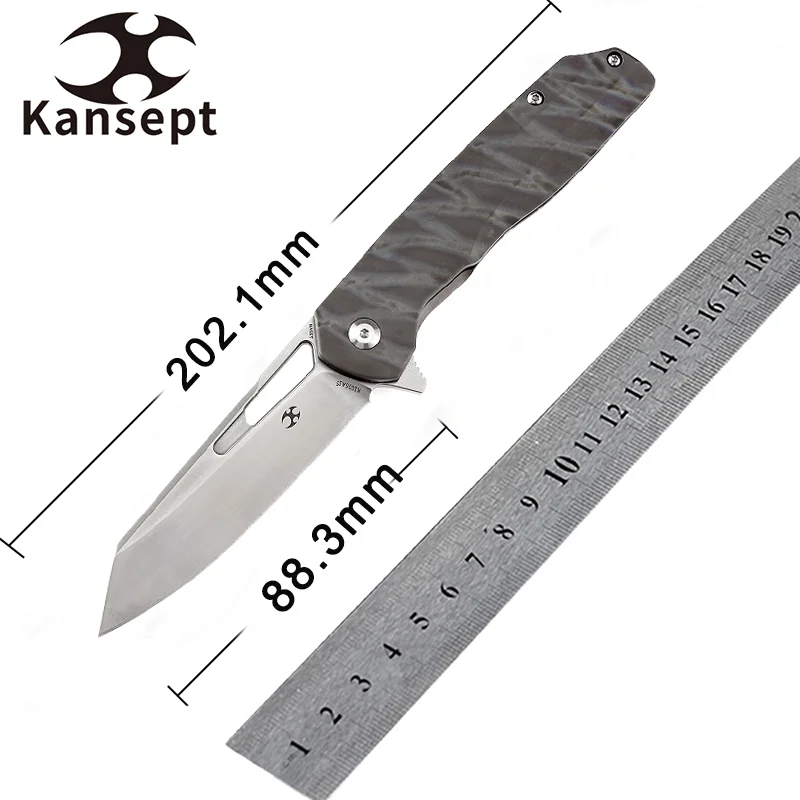 

Kansept Shard Limited K1006A15 Folding Knives Satin CPM-S35VN with Tiger Stripe Flamed Titanium Handle for Camping Hunting EDC
