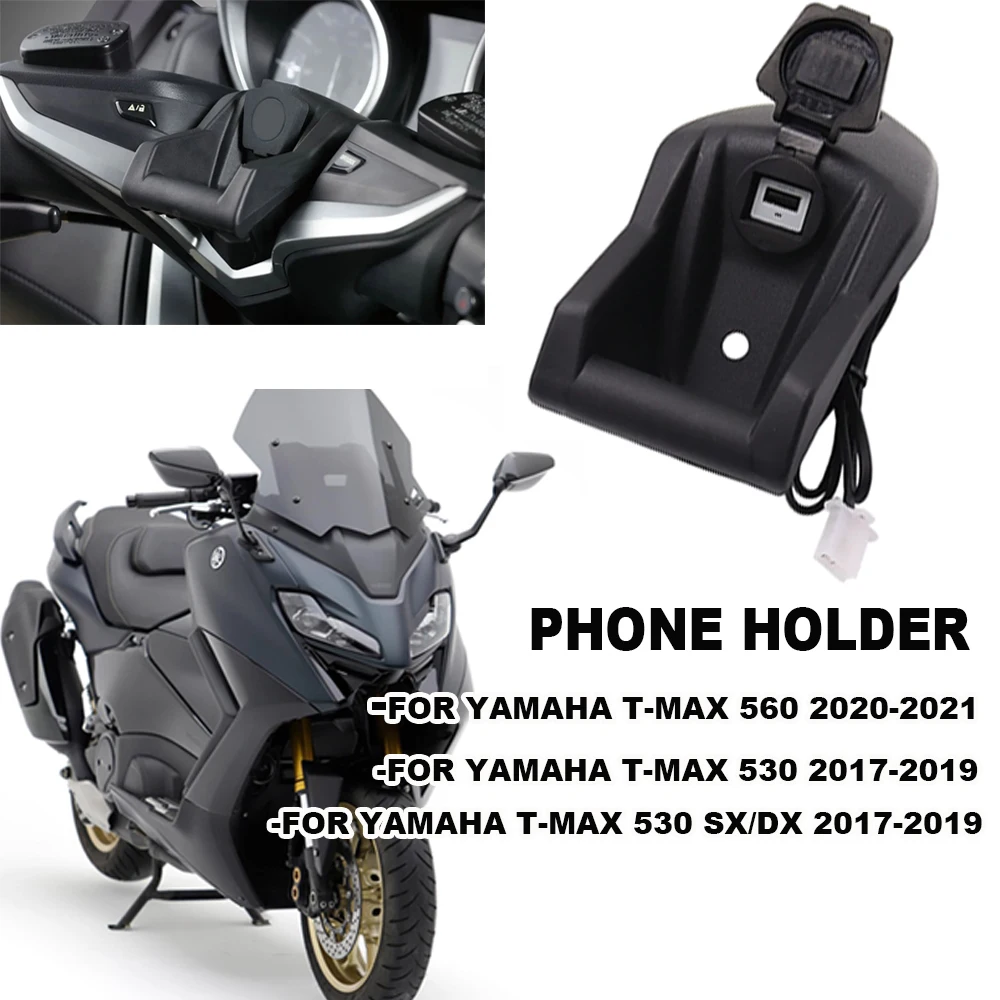 

For Yamaha Tmax T-max 560 T MAX 530 DX SX Motorcycle Phone Navigation Bracket Wireless USB Charging Port Converter Holder Mount