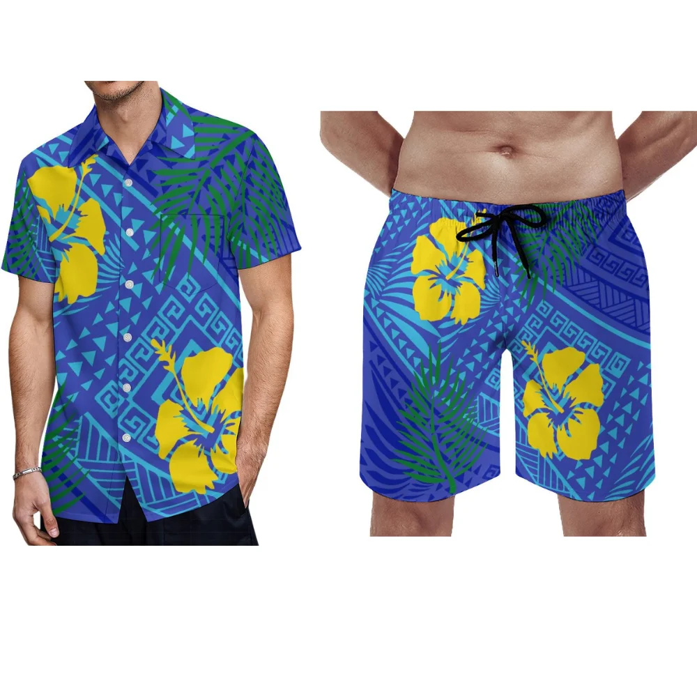 

Summer Tribal Ethnic Style Design Men's 2024 Polynesian Men's Shirt Seaside Vacation Set Surf Sports Shirt Shorts