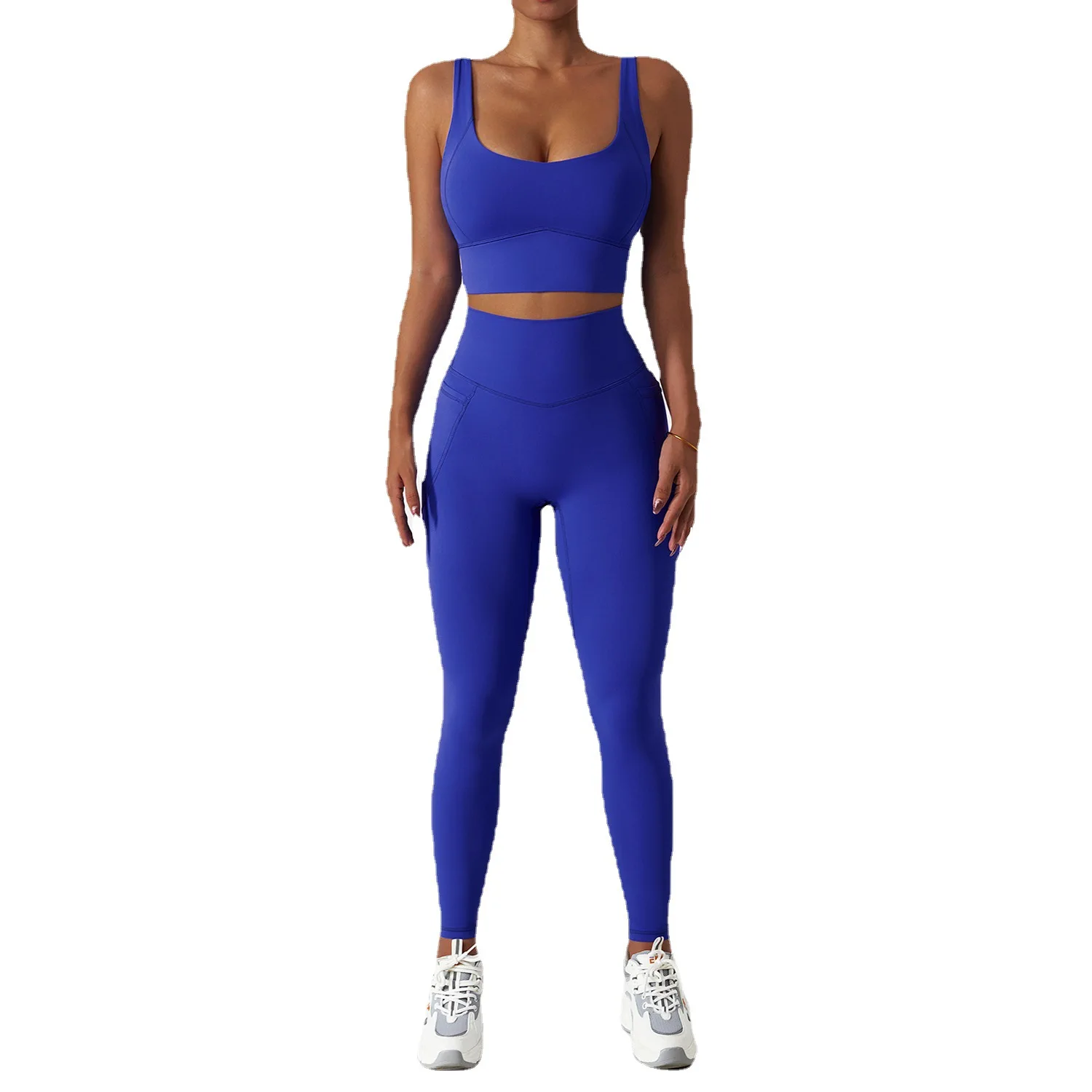 

Breathable Cloud Feeling Quick Drying Tight Yoga Suit Pocket Running Sports Set Slanted One Shoulder Nude Fitness Set