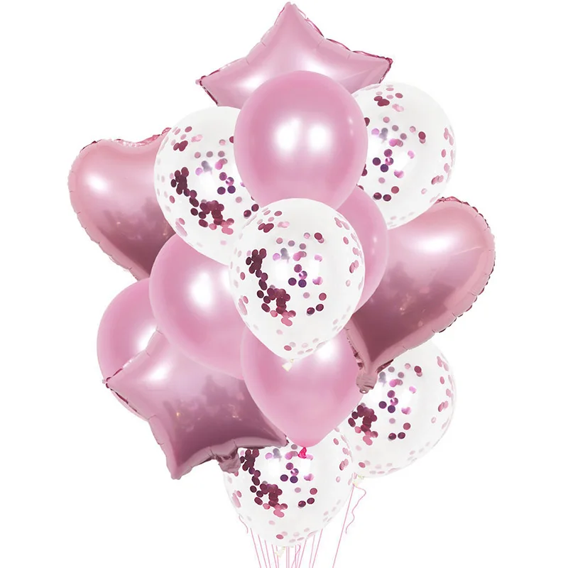

14pcs/set Heart Star Foil Balloon Mixed Confetti Ballons Happy Birthday Party Wedding Festival Balon Boy Girl Baby Shower Globos