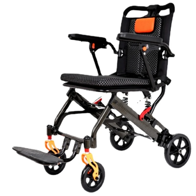 

Lightweight Foldable Transport Wheelchair with Handbrakes