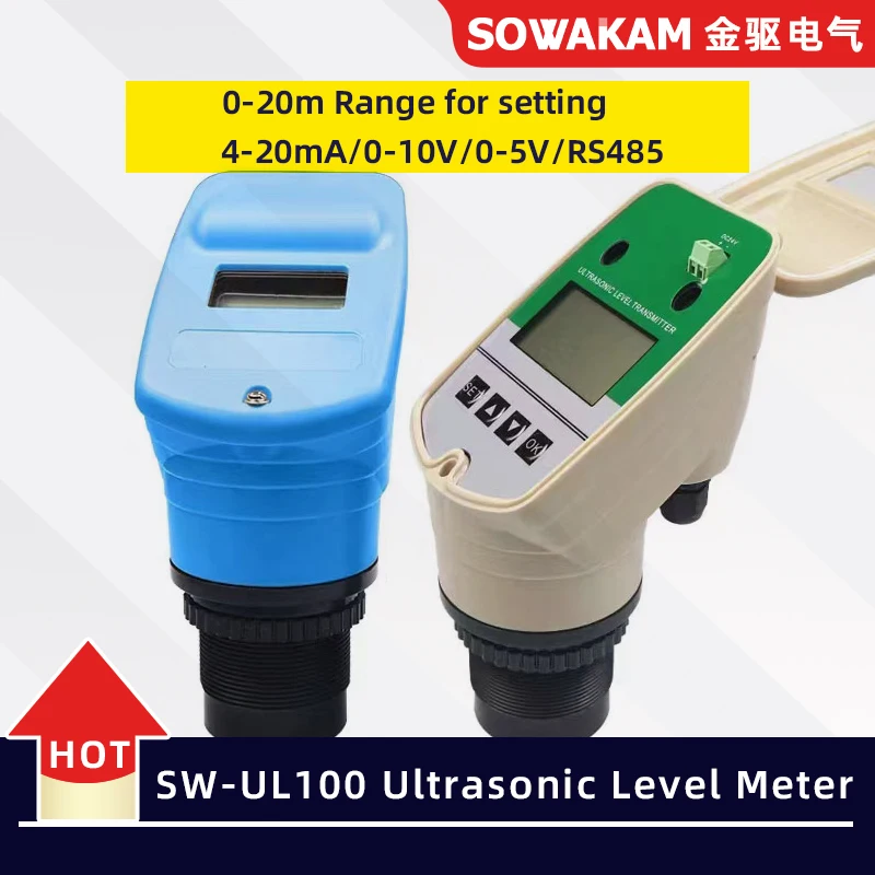 

SW-UL100 Mini Ultrasonic Level Meter for Tanks water level transmitter 4-20mA RS485 Transmitter DC24V Power Supply