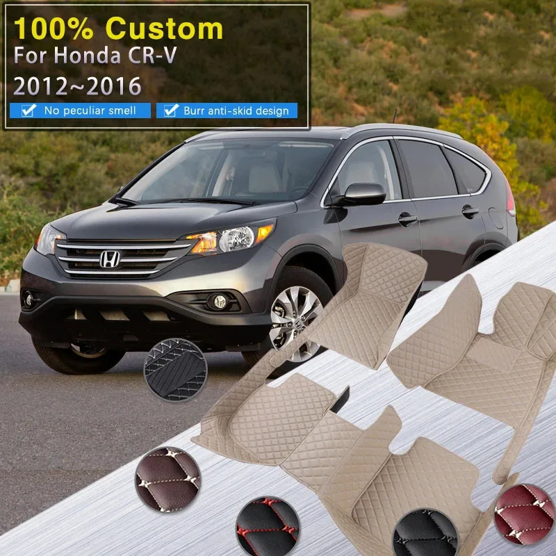 

Car Floor Mats For Honda CRV CR-V MK4 2012~2016 Luxury Leather Rug Mat Durable Carpet Full Set Car Accessories Interior Parts
