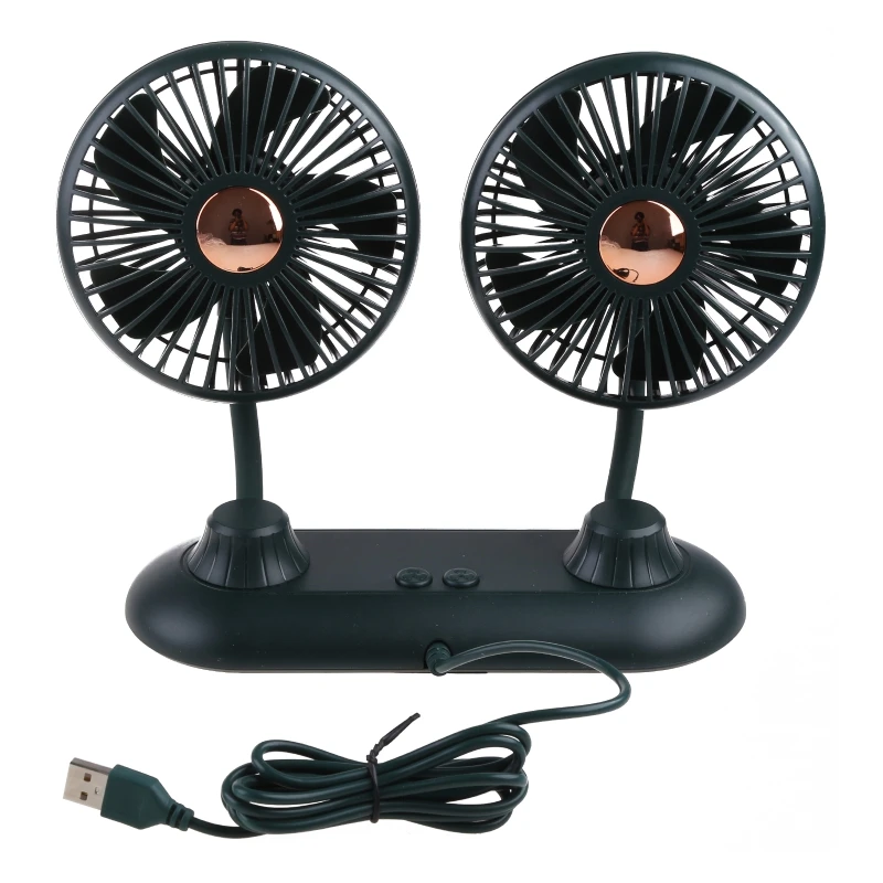 

USB Dual Head Car Fan Portable Vehicle Rotatable Auto Cooling Fan Cooler USB Fan for Home Office Car Dashboard