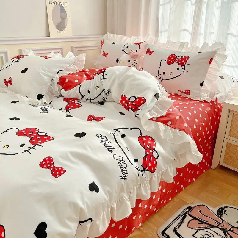 Sanrio Hellokitty Cartoon Anime Pure Cotton Four-Piece Set Cotton Children's Three-Piece Set Girl Princess Wind Sheet Bed Hat
Sanrio Hellokitty Cartoon Anime Pure Cotton Four-Piece Set Cotton Children's Three-Piece Set Girl Princess Wind Sheet Bed Hat