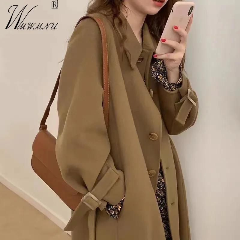 

Женское длинное шерстяное пальто, корейское зимнее утепленное роскошное пальто, свободное шикарное однобортное шерстяное пальто, теплое Стеганое пальто