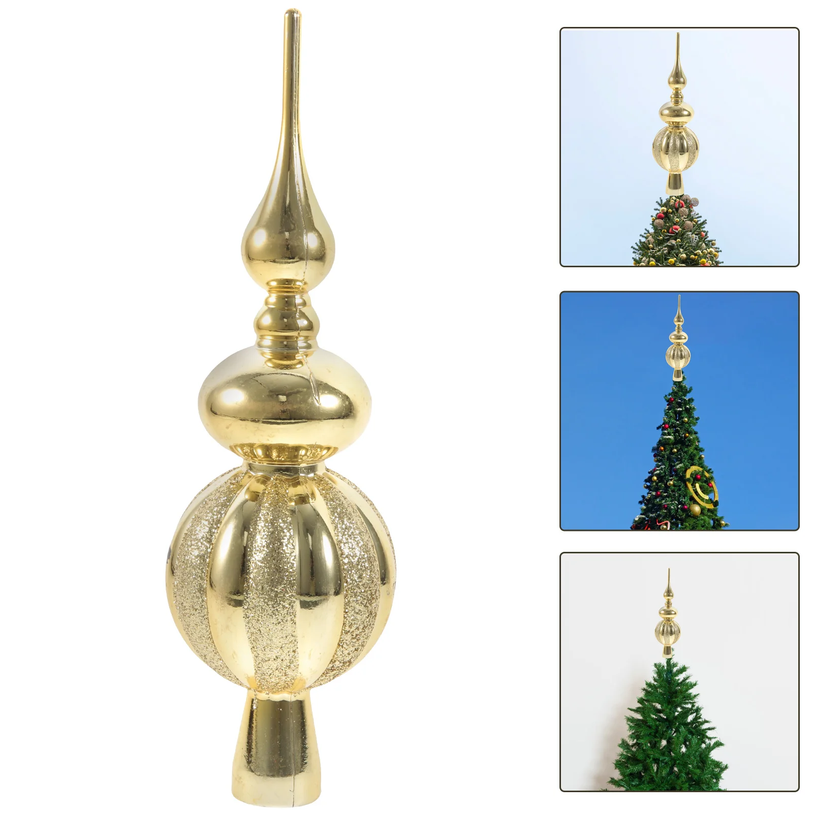 

Christmas Tree Topper Ornament Spherical Xmas Treetop Decorations Plastic Vintage