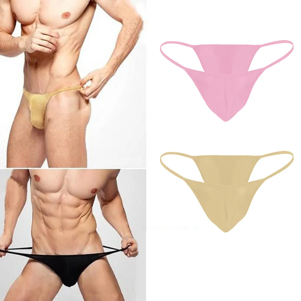 

Sexy Men Bulge Pouch Briefs Thongs Jockstrap Thongs Panties Solid Color Male Underwear Underpants G-String Shorts Gay Underpants