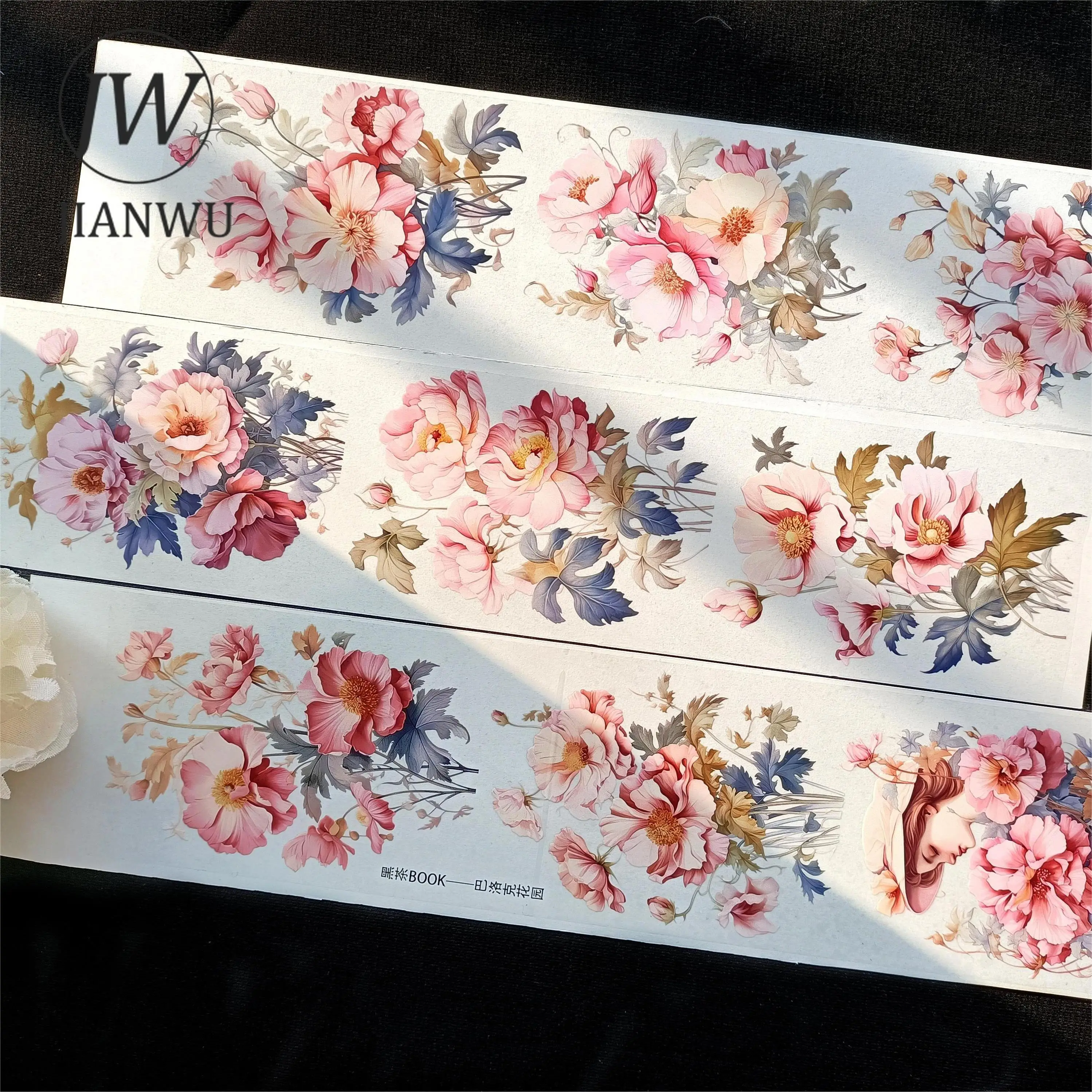 

JIANWU Multi-Specification Vintage Flower Character Material Decor PET Tape Creative DIY Journal Collage Stationery