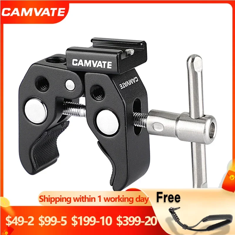 Зажим CAMVATE для камеры с резьбовыми отверстиями 1/4-20 и 3/8-16 и креплением для башмака для DSLR/монитора/Magic Arm
Зажим CAMVATE для камеры с резьбовыми отверстиями 1/4-20 и 3/8-16 и креплением для башмака для DSLR/монитора/Magic Arm
