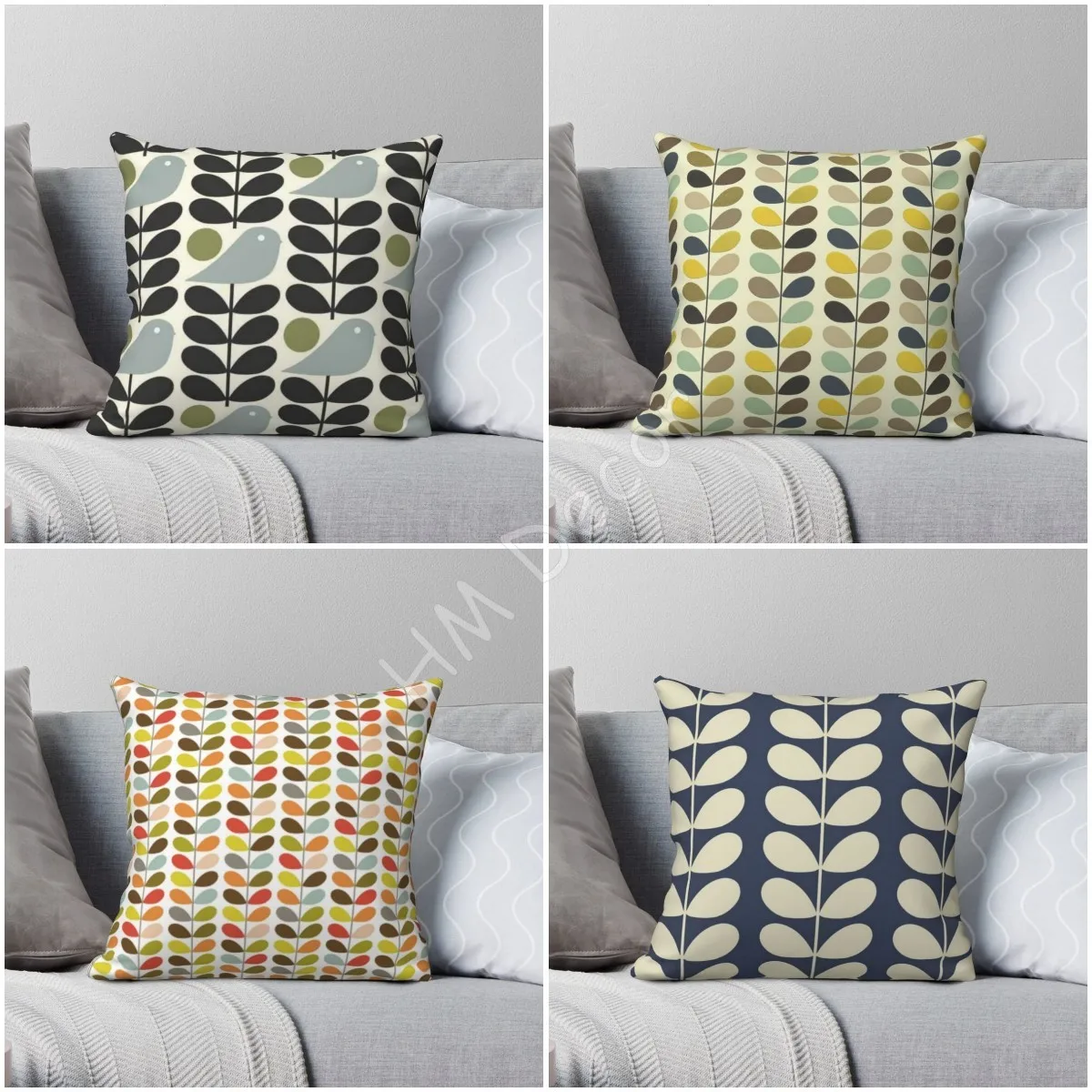 

Orla Kiely Floral Square Pillowcase Cotton Linen Velvet Pattern Zip Decor Pillow Case Home Cushion Cover 18x18 Inches