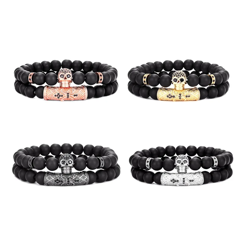 Men's Fashion Frosted Stone Elastic Bracelet Micro Set Zircon Skeleton Head Bracelet Set Men's Jewelry Bracelet
Men's Fashion Frosted Stone Elastic Bracelet Micro Set Zircon Skeleton Head Bracelet Set Men's Jewelry Bracelet