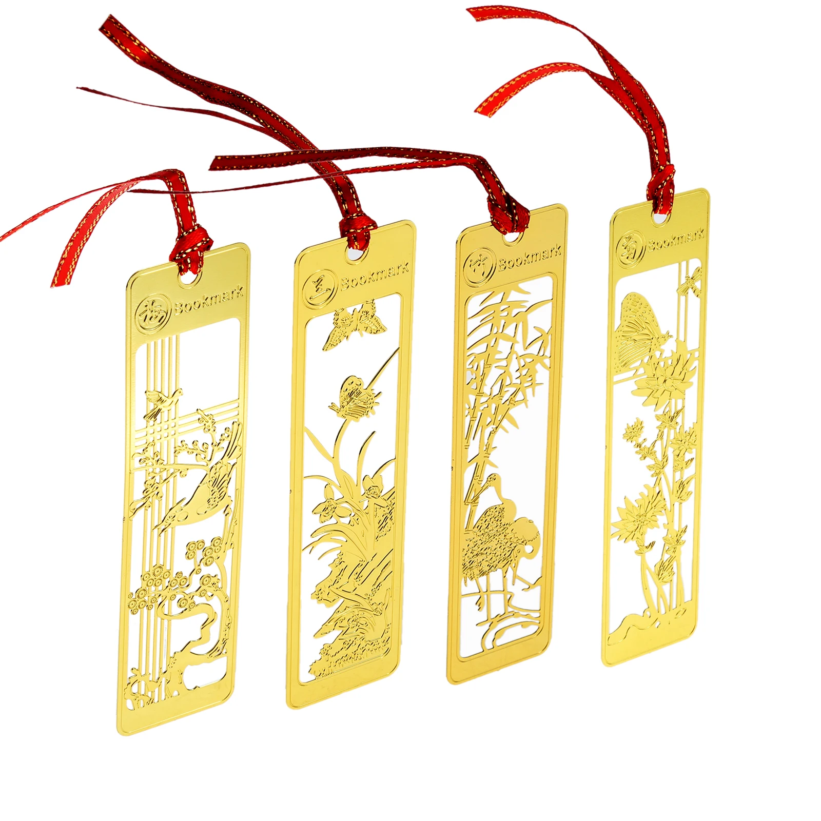 

1pc Creative Chinese style gold metal bookmarks plum blossoms orchid bamboo vintage butterfly book marks gifts for teachers