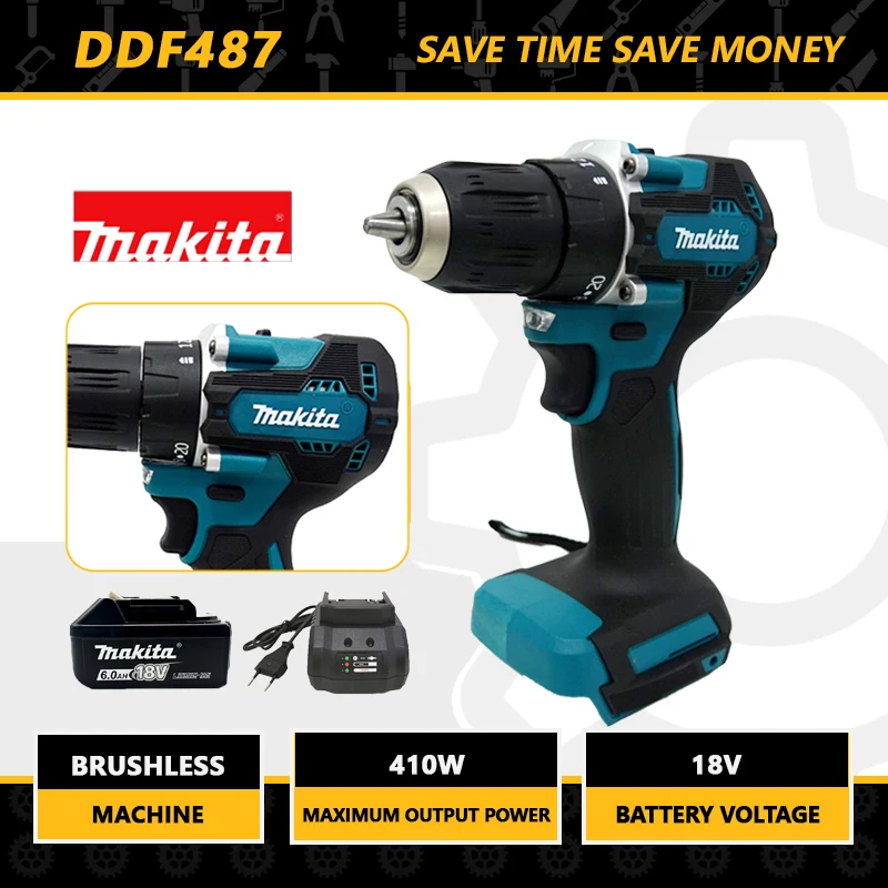 

Makita DDF487 Driver Drill 18V LXT Brushless Motor Compact Big Torque Lithium Battery Electric Screwdriver Cordless Power Tool