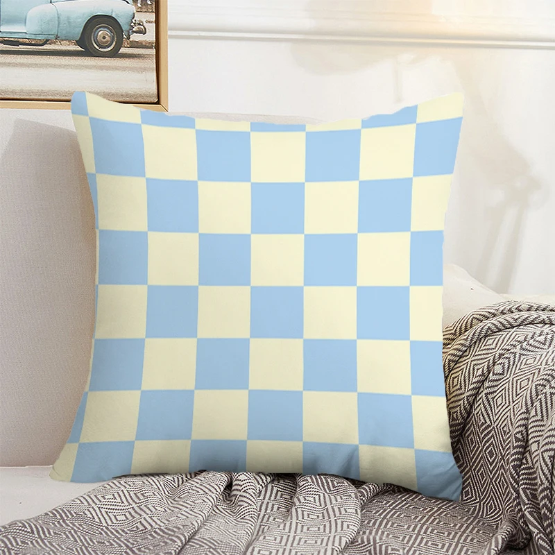 

Pillowcases for Sofa Cushions Checkerboard Pillow Cases Decorative Pillows Covers Pillowcase Cushion Cover 45*45 45x45 Anime Bed