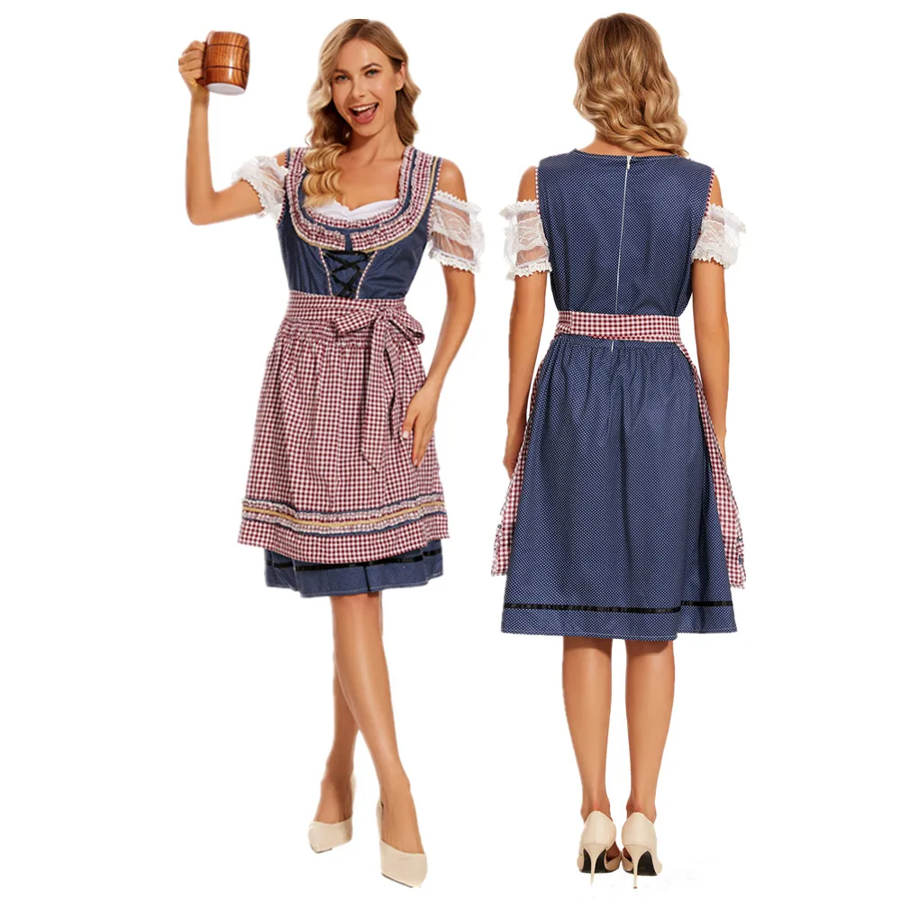 

Lady German Oktoberfest Costume Bavarian Traditional Beer Maid Tavern Wench Waitress Outfit Cosplay Halloween Fancy Party Dress