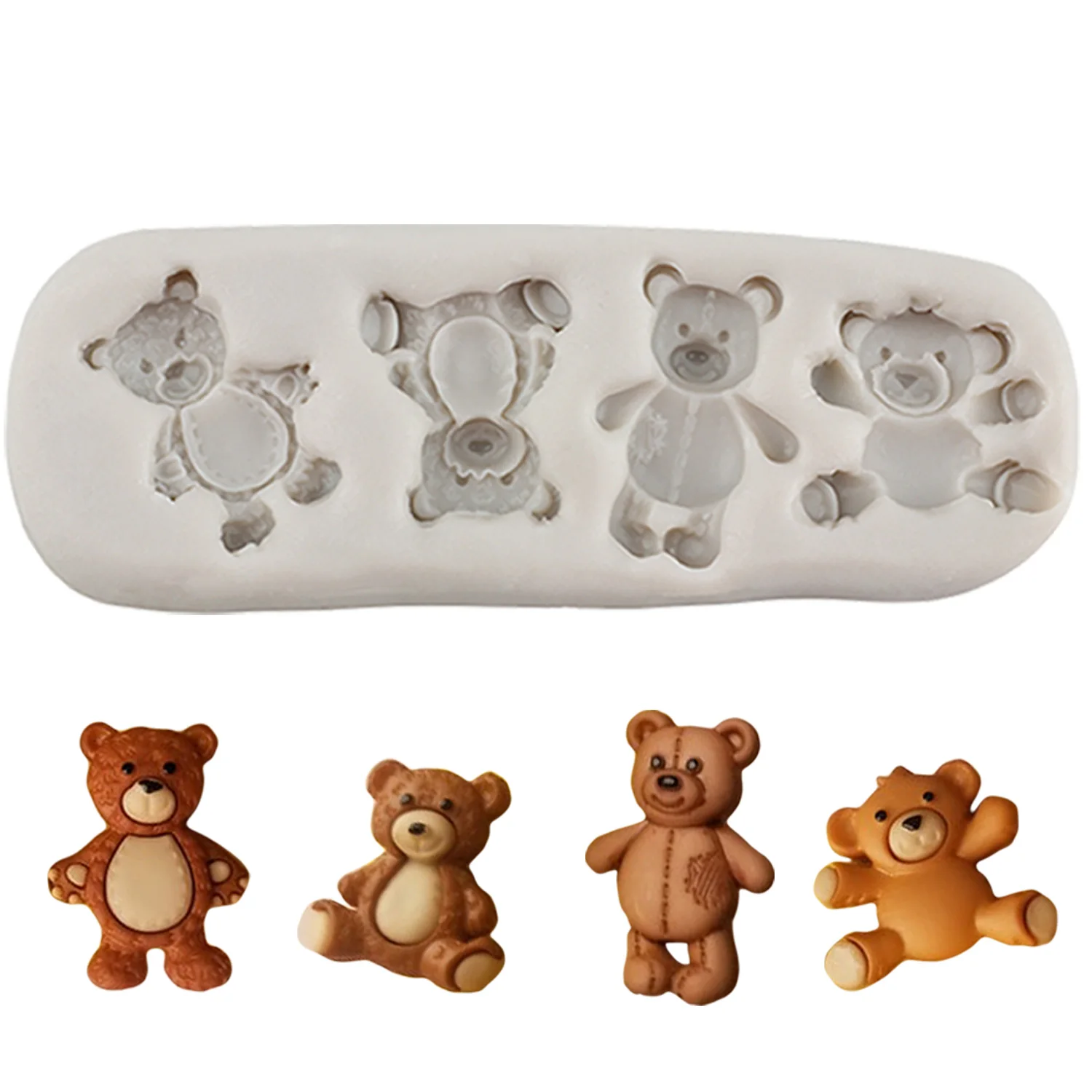 

3D Cute Bear Silicone Mold Baby Party Chocolate Fondant Molds Cake Decorating Tools Cupcake Topper Polymer Clay Candy Moulds