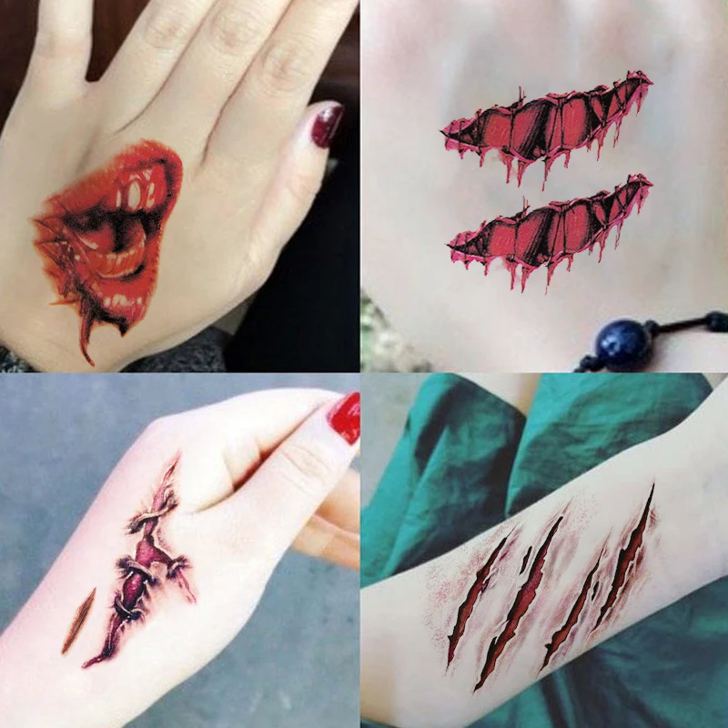 Halloween Temporary Tattoo Stickers Horror Blood Scar Wound Party Festival DIY Arm Body Art Face Makeup Waterproof Fake Tattoo
Halloween Temporary Tattoo Stickers Horror Blood Scar Wound Party Festival DIY Arm Body Art Face Makeup Waterproof Fake Tattoo