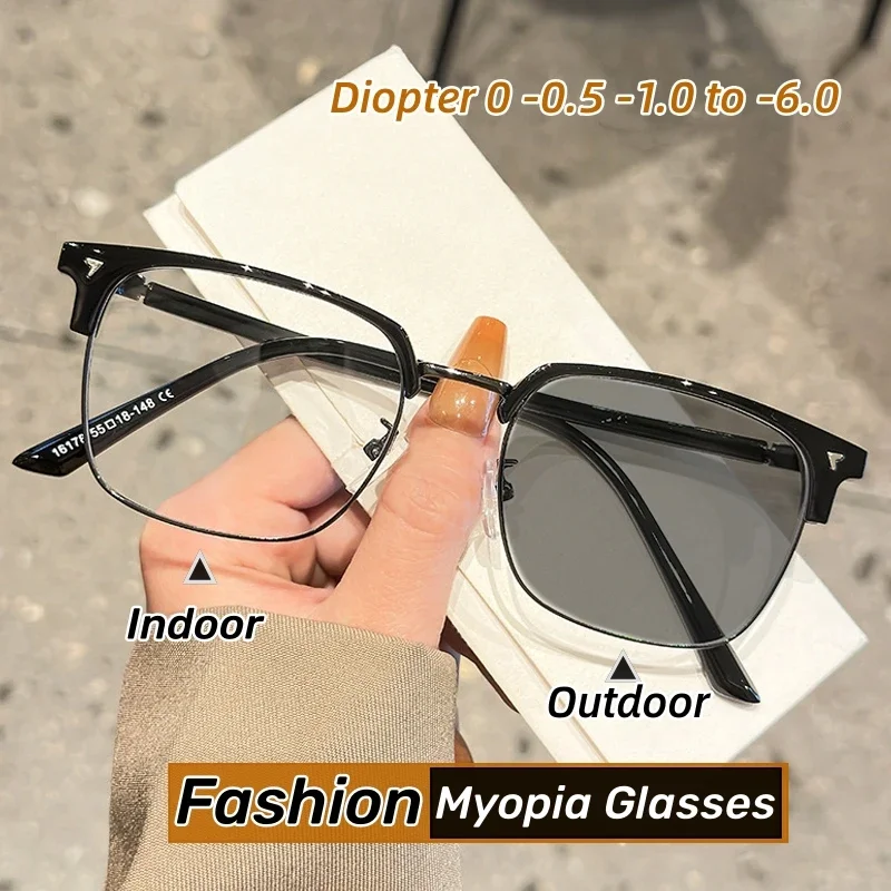 New Fashion Photochromic Myopia Glasses Outdoor UV400 Sunglasses Women Men Minus Diopter Eyewear Prescription Near Sight Glasses
New Fashion Photochromic Myopia Glasses Outdoor UV400 Sunglasses Women Men Minus Diopter Eyewear Prescription Near Sight Glasses