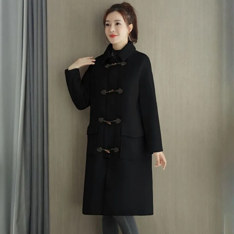 2023 Autumn Winter New Woolen Coats Outwear Horn Button Woolen Windbreaker Coat Women's Overcoat Fashion Loose Long Wool Jacket
2023 Autumn Winter New Woolen Coats Outwear Horn Button Woolen Windbreaker Coat Women's Overcoat Fashion Loose Long Wool Jacket