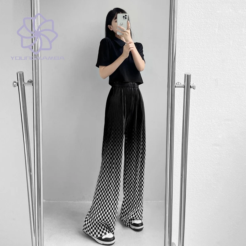 Chessboard Grid Wide Leg Pants Women Autumn Thin Loose Straight Tube Casual Pants High Waist Vintage Trousers
Chessboard Grid Wide Leg Pants Women Autumn Thin Loose Straight Tube Casual Pants High Waist Vintage Trousers