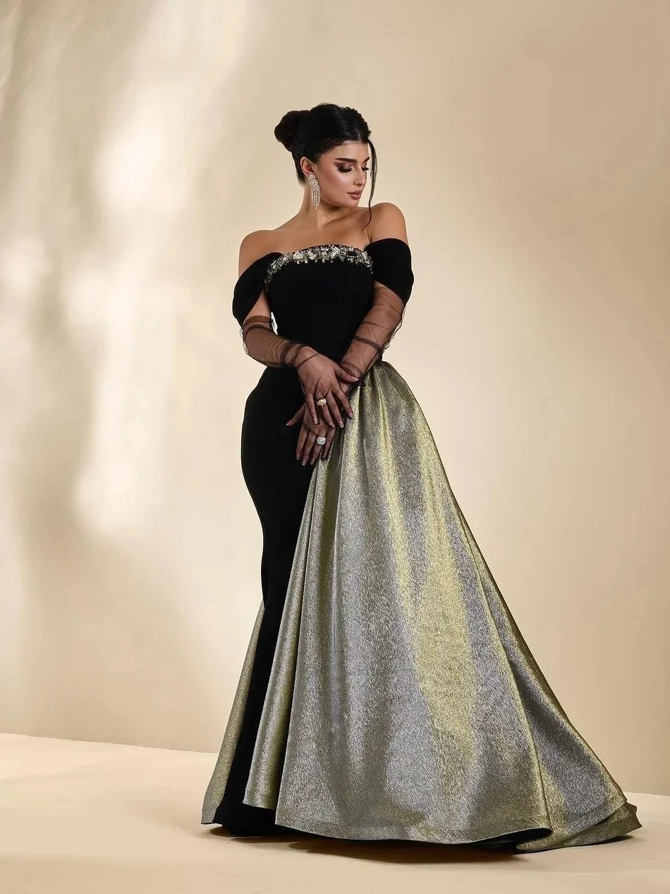 Elegant Black Mermaid Vintage Crystal Beaded A-Line Boat Neck Gloves Black Formal Occasion Prom Dress Evening Party Gowns
Elegant Black Mermaid Vintage Crystal Beaded A-Line Boat Neck Gloves Black Formal Occasion Prom Dress Evening Party Gowns
