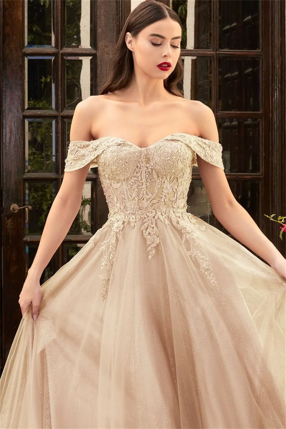 Sansa Green Lace Embroid فساتين سهره فاخره 2023 A-line فساتين السهرة Sweet Off Shoulder Vestidos De Noche Fairy Prom Dresses 14 S276913fd40b547e3abb276a8b02fc836m