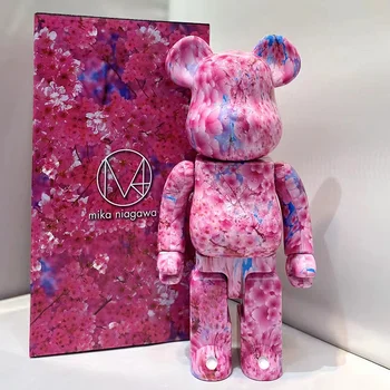 베어 브릭 400% 빌딩 블록 곰 폭력 곰 벚꽃 시리즈 조수 놀이 손으로 만든 인형 선물
