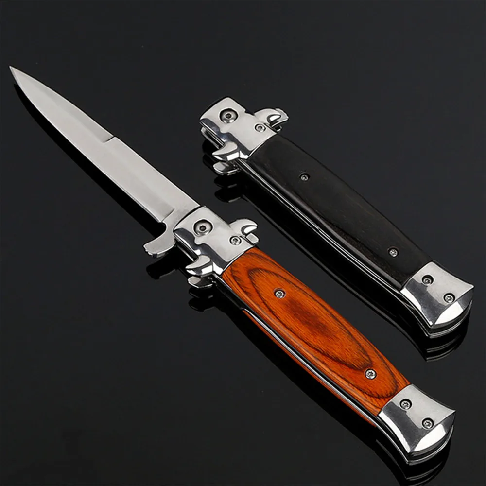 

Итальянский Классический тактический карманный складной нож с деревянной ручкой для самообороны для выживания на природе для повседневного использования ножи для кемпинга охоты многофункциональный инструмент