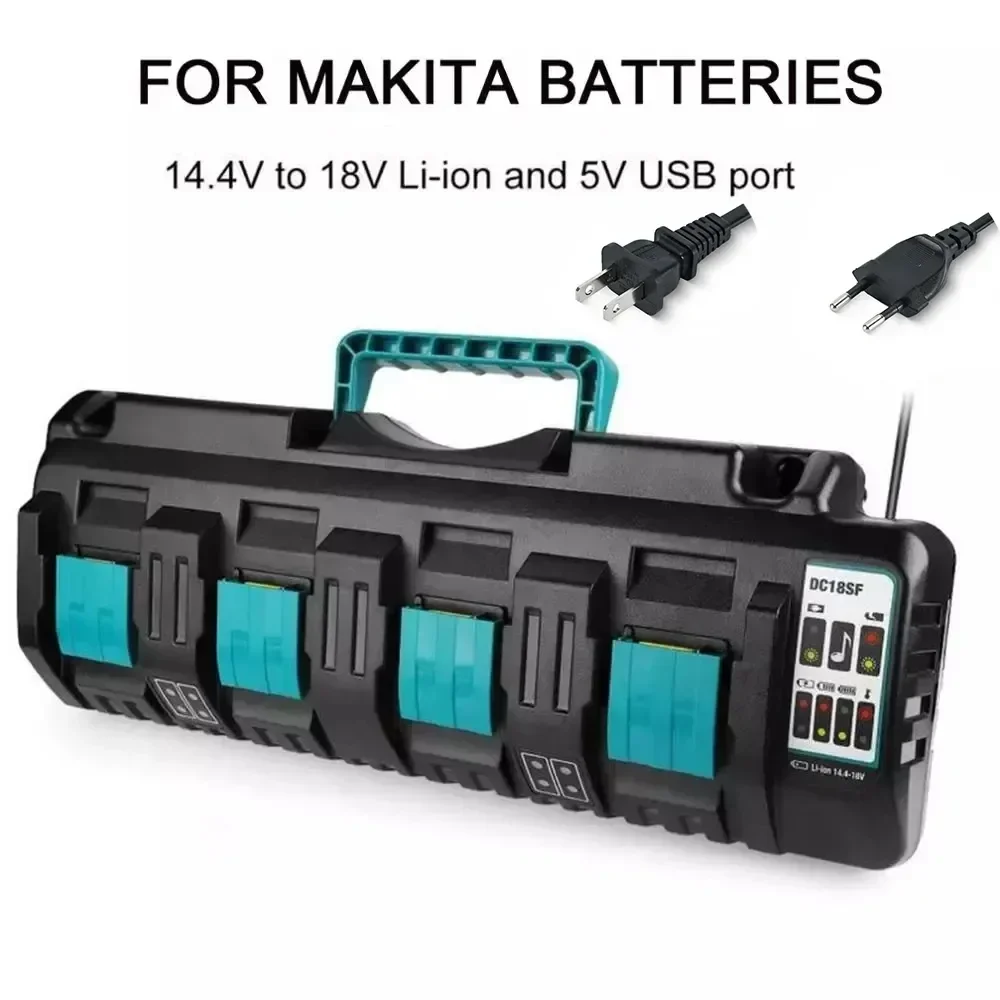 

Зарядное устройство Makita, 18 в, 14,4 В, 4 а, с двойным литий-ионным аккумулятором, DC18RD, DC18SF, для Makita 14,4 В, 18 в, 20 в, BL1830, BL1840, BL1850, BL1860, Bl1430