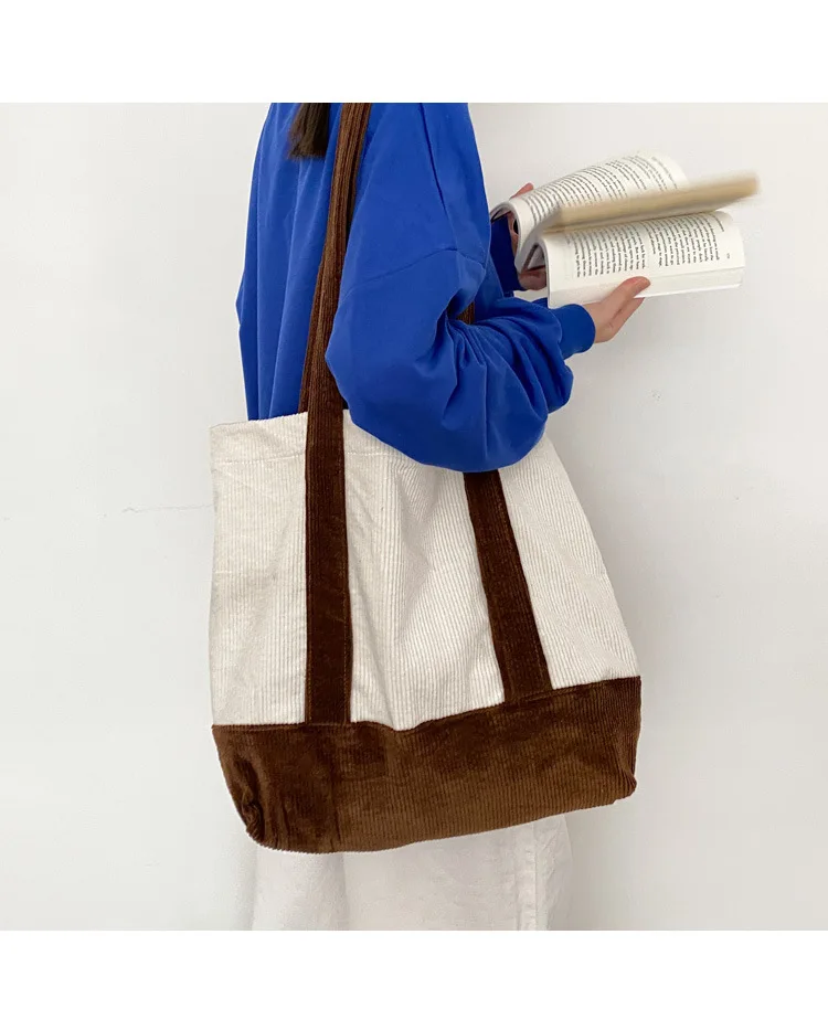 

Women Vintage Corduroy Shoulder Bag Female Large Shopper Tote Bag Retro Warm Cotton Canvas Handbag Causal Eco Messenger Bag 2022