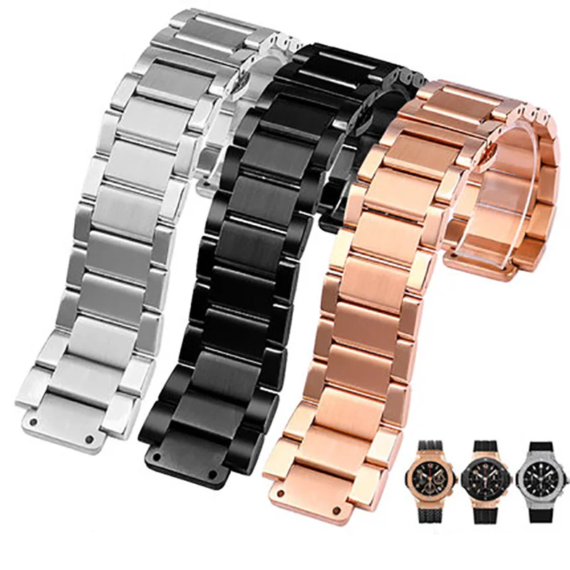 

27*19mm 20*13mm Stainless Steel Strap Silver For Hublot Watch Belt Bracelet Big Bang Classic Fusion Series Men Women Watchbands