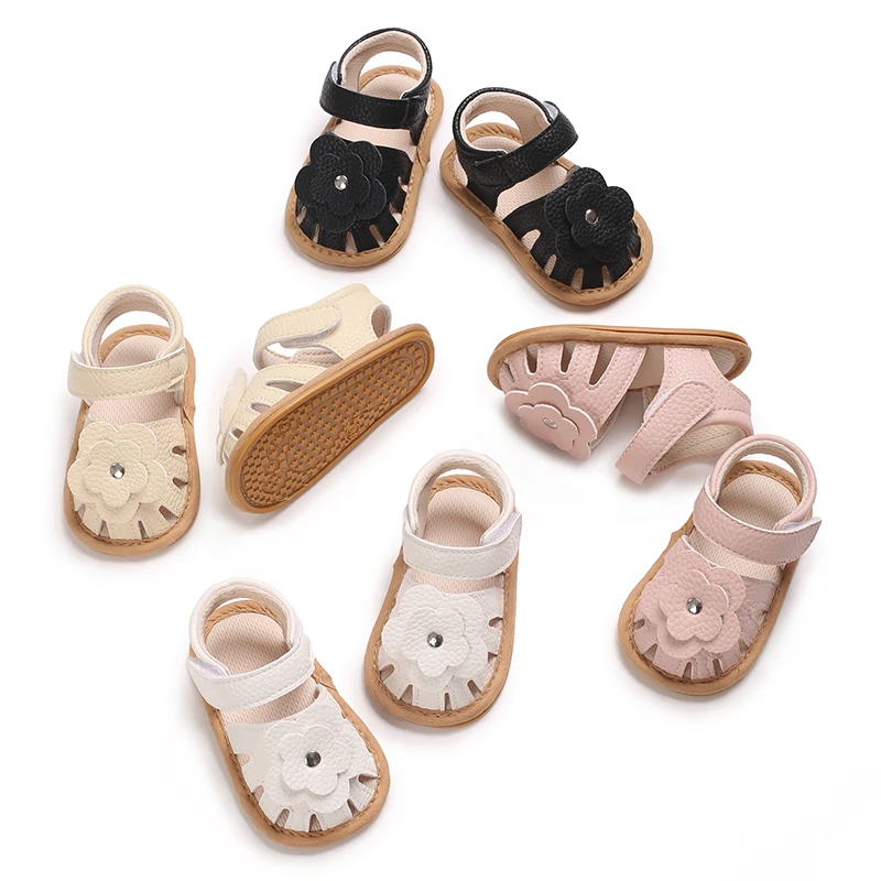 

Сандалии для новорожденных девочек 0-18 месяцев, милые летние босоножки из искусственной кожи, на мягкой резиновой подошве, Нескользящие, для первых шагов, прогулочная обувь, детские сандалии