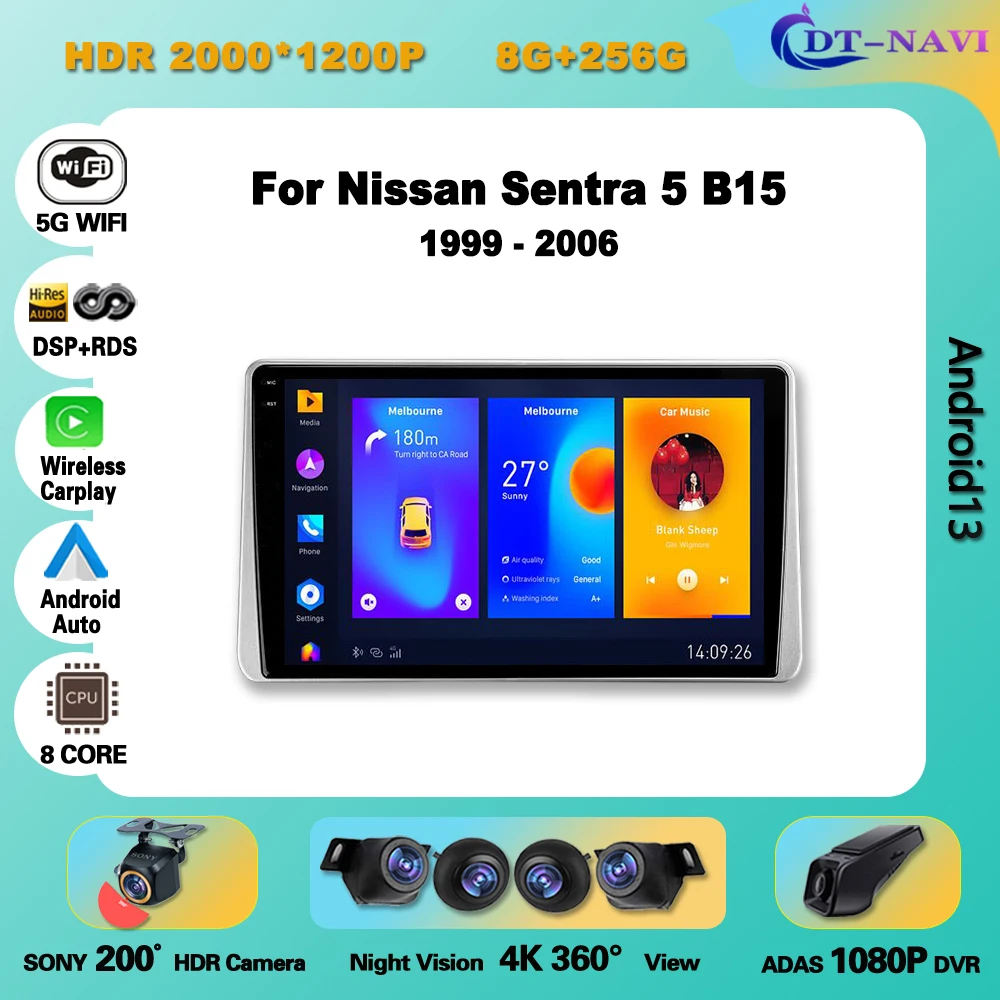 Автомобильный радиоприемник Carplay Android для Nissan Sentra 5 B15 1999-2006 мультимедийный видеоплеер навигация GPS авто стерео wifi No 2din 
Автомобильный радиоприемник Carplay Android для Nissan Sentra 5 B15 1999-2006 мультимедийный видеоплеер навигация GPS авто стерео wifi No 2din