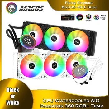 PC CPU 수냉식 쿨러, 디스플레이 모니터 포함, LGA 1700, 1200, 115X, 2011, 2066, AM5, AM4, AM3, AMD용 RGB, 360mm