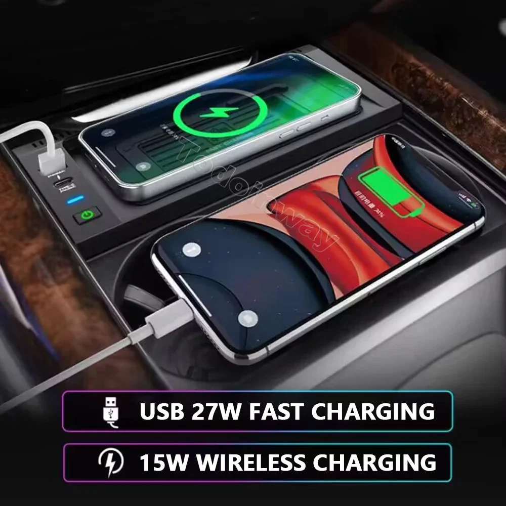 15W Wireless phone charger for BMW X5 E70 F15 X6 E71 F16 2014-2018 charging panel phone holder mount qi charge mat accessories
15W Wireless phone charger for BMW X5 E70 F15 X6 E71 F16 2014-2018 charging panel phone holder mount qi charge mat accessories
