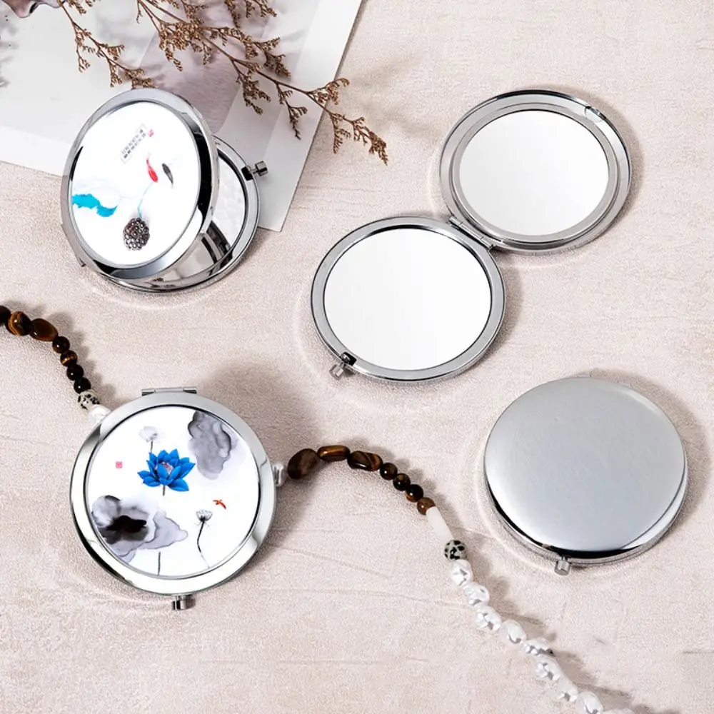 

Chinese Ancient Style Compact Mirror Creative Flower Pocket Size Mini Mirror Folding Cute Portable Mirror Students