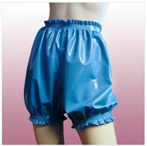 

Новые латексные резиновые шорты-боксеры 100%, сексуальное нижнее белье, темно-синее, с оборками, размер S-XXL