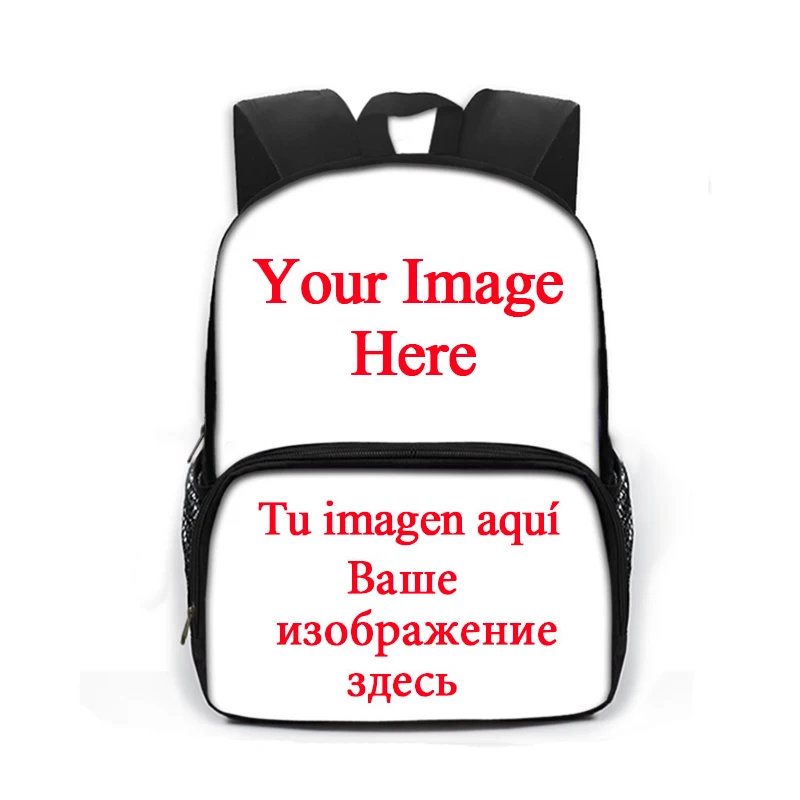 

13 Inch Custom Your Image Logo Name Schoolbag Boys Girls Multi-pocket Travel Bag Kids kindergarten Backpacks Book Bag Gift