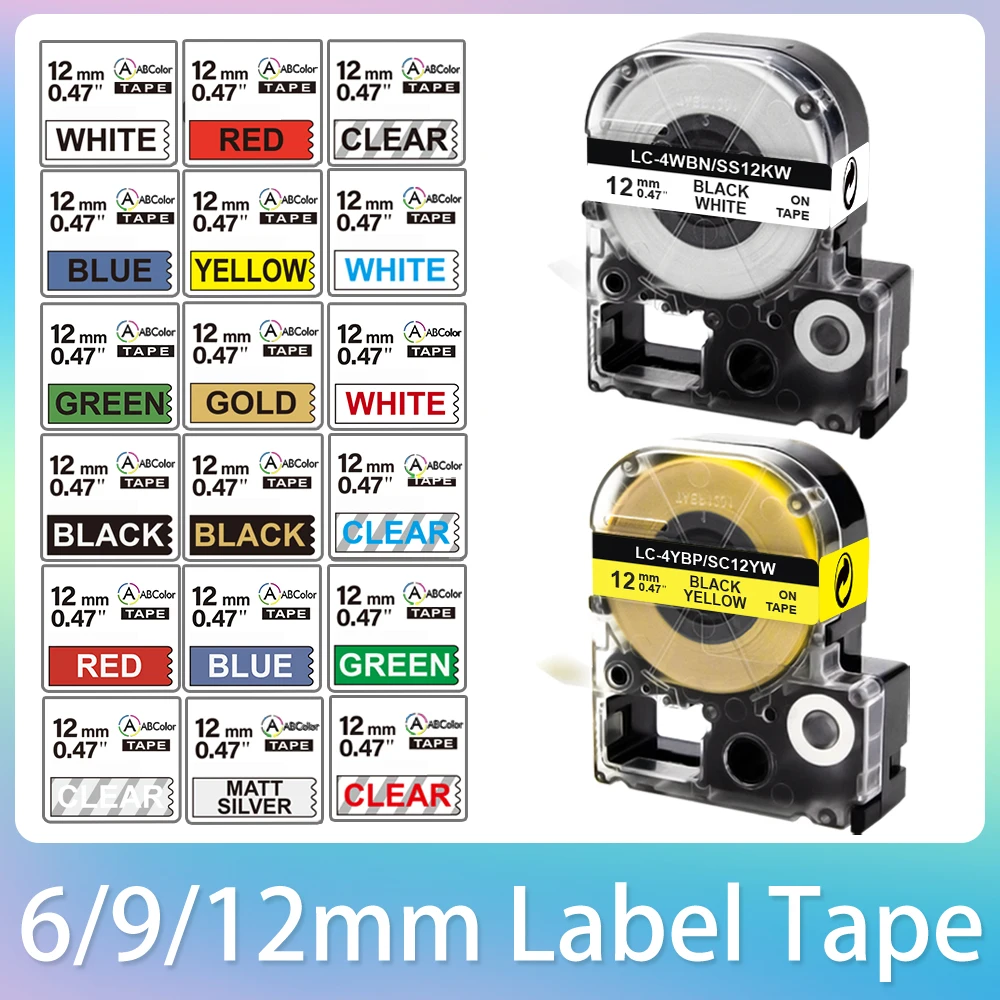 6/9/12mm Label Compatible for Epson Kingjim SS12KW LC-4WBN SS9KW SS6KW Label Tape ST12KW SC12YW for LW-300 LW-400 Label Maker
6/9/12mm Label Compatible for Epson Kingjim SS12KW LC-4WBN SS9KW SS6KW Label Tape ST12KW SC12YW for LW-300 LW-400 Label Maker