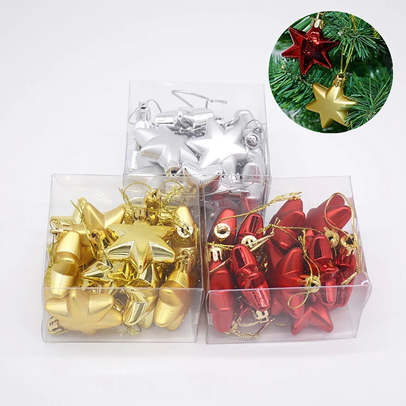 

12 Pcs Christmas Balls Xmas Tree Hanging Ornaments Ball Stars Gold Red Pendants Merry Christmas Party Decor 2023 New Year