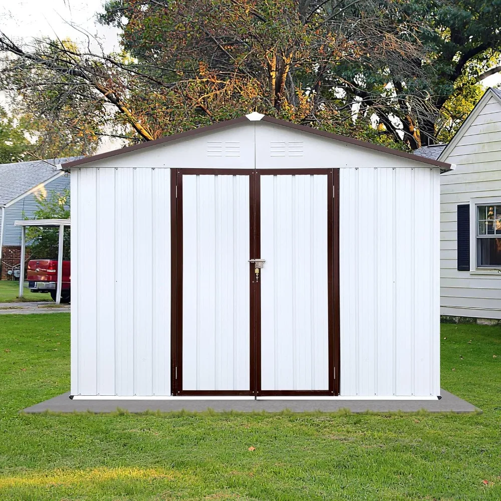 Outdoor Storage Shed All Weather 8FTx6FT Metal Garden Shed with Lockable Double Doors for Garden Tools, Toys and Sundries
Outdoor Storage Shed All Weather 8FTx6FT Metal Garden Shed with Lockable Double Doors for Garden Tools, Toys and Sundries