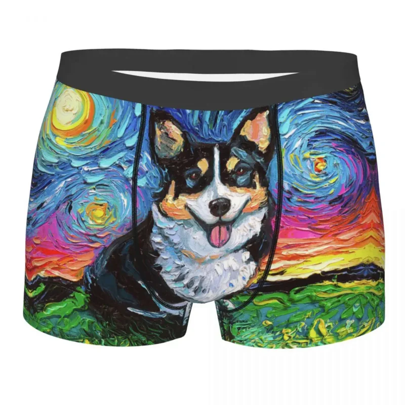 

Fashion Welsh Corgi Starry Night Boxers Shorts Panties Men's Underpants Breathbale Pet Dog Lover Briefs Underwear
