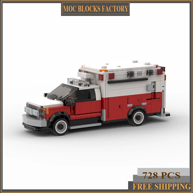 

Car Series Moc Building Blocks New York Fire Brigade Ambulance Model Technology Bricks Brand-name Vehicle DIY Toys For Child