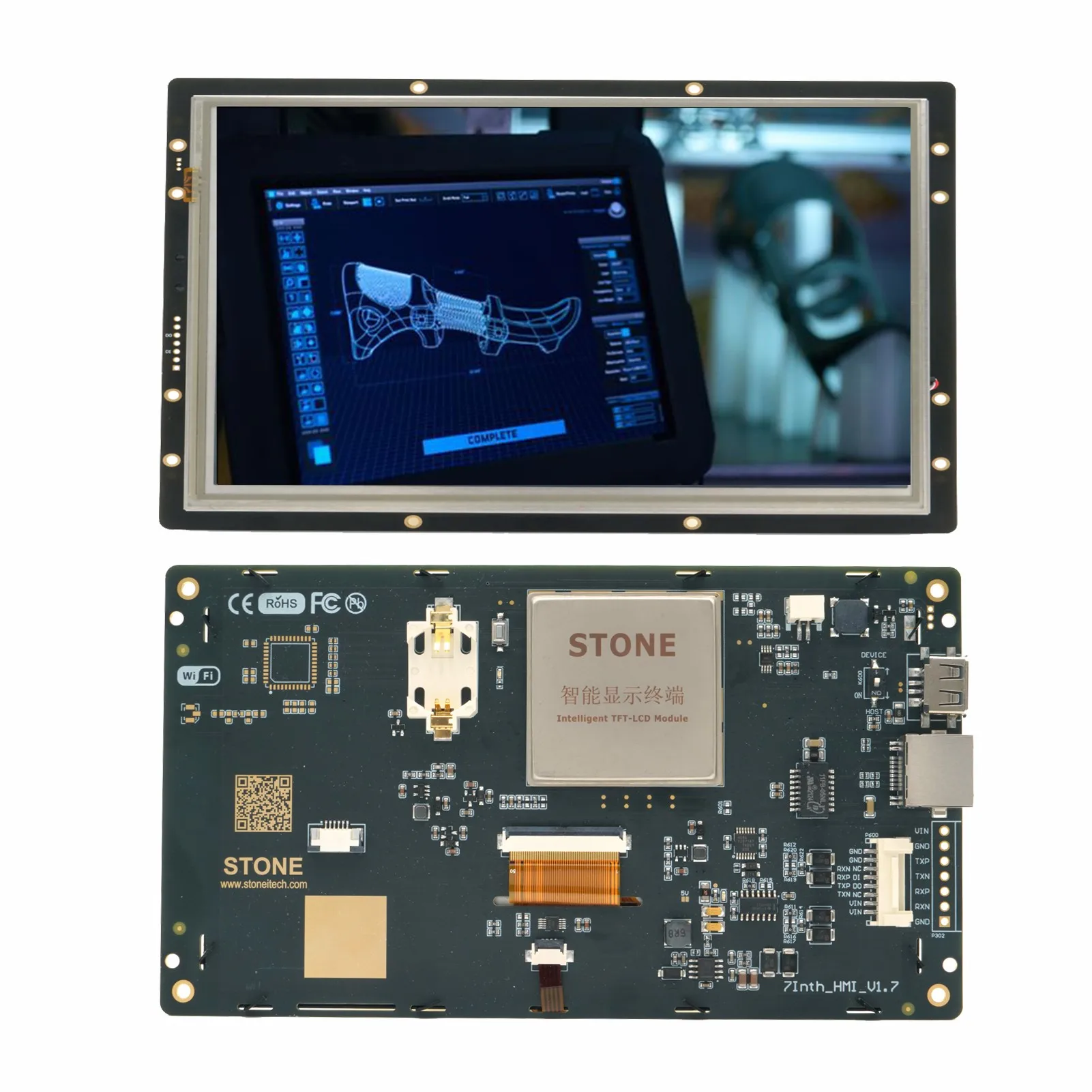 

7" inch SCBRHMI HMI Intelligent Smart UART Serial Touch TFT LCD Module Display Panel for Arduino Raspberry Pi 2 A+ B+