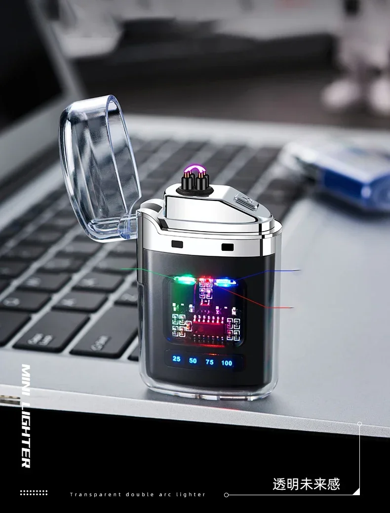Encendedor eléctrico de doble arco a prueba de viento para exteriores, encendedor recargable por USB, pantalla de batería de Plasma tipo C, regalos para hombres 13 Encendedor eléctrico de doble arco Encendedor eléctrico de doble arco a prueba de viento para exteriores, encendedor recargable por USB, pantalla de batería de Plasma tipo C, regalos para hombres » Encendedor eléctrico de doble arco