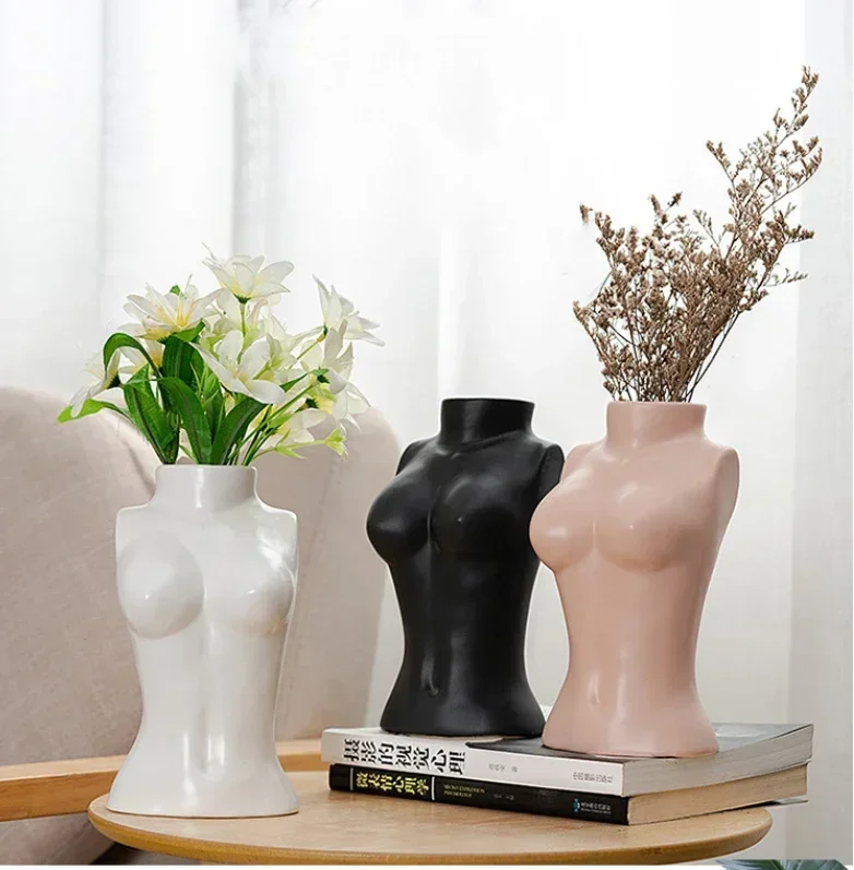 

Скандинавская имитация фигурки человеческого тела, керамическая ваза, искусственный цветочный горшок, домашняя комната, Настольная скульптура, ремесла, кофейное искусственное украшение