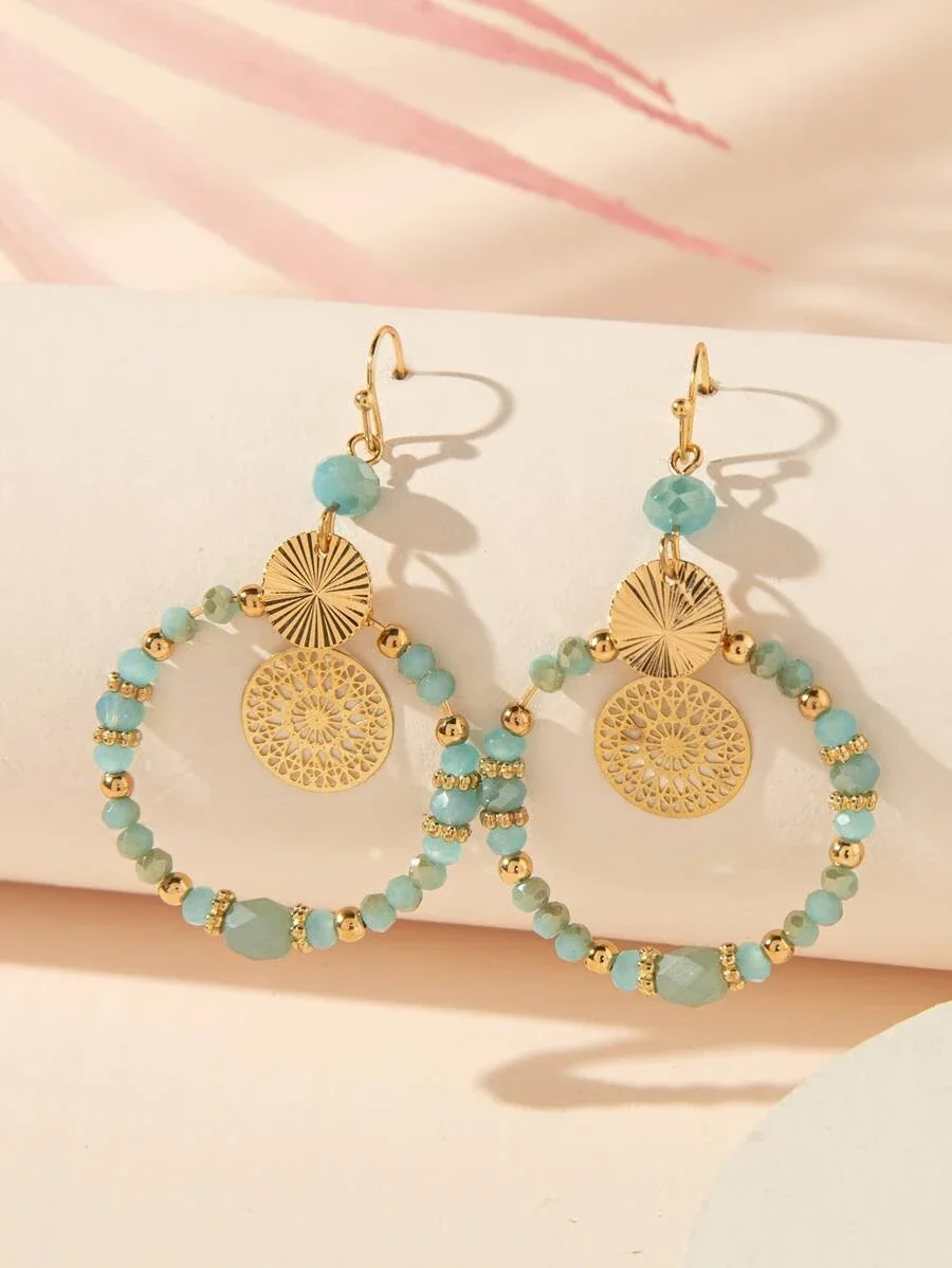 Beaded Round Drop Earrings for Women Crystal Mixed Round Circle Earrings Hollow Cutout Dangle Earrings
Beaded Round Drop Earrings for Women Crystal Mixed Round Circle Earrings Hollow Cutout Dangle Earrings