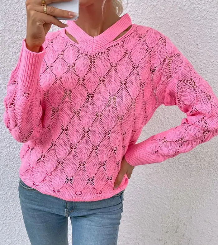 Women's Loose Halter Neck Hollow Sweater Autumn & Winter Solid Casual Clothing Woman Commuting Fashion Long Sleeves Pullovers
Women's Loose Halter Neck Hollow Sweater Autumn & Winter Solid Casual Clothing Woman Commuting Fashion Long Sleeves Pullovers